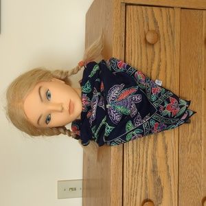 Vintage Square Navy Floral Scarf
